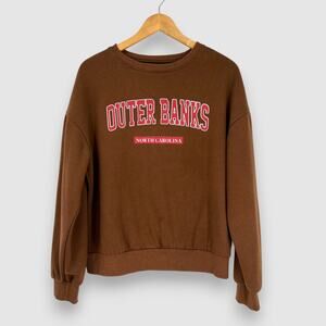 Outer Banks North Carolina Crewneck Sweatshirt Brown Size Medium